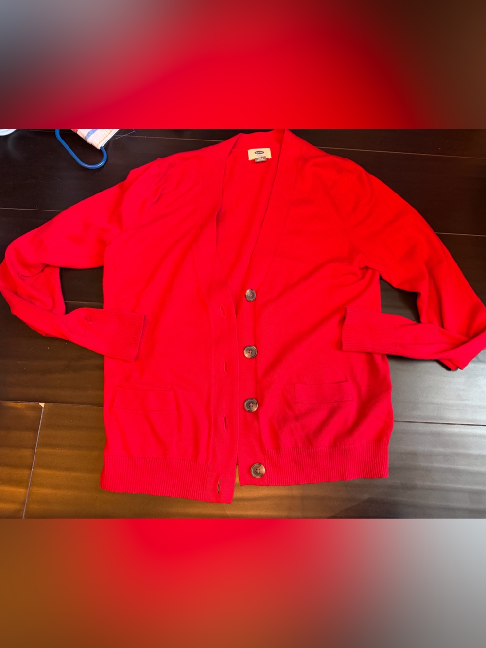 Old Navy Bright Red Button-Up Women's Cardigan Euc medium